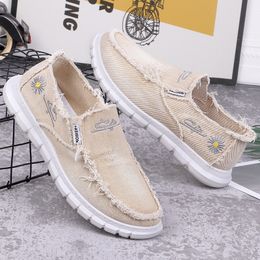 Dress Shoes Breathable Canvas Casual Men s Old Beijing Cloth Summer Leisure Flat Fisherman Driving Slip on Walking Shoe 230703