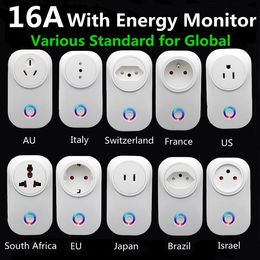 Plugs Tuya Wifi Smart Plug 16a Eu Brazil Socket with Timer Power Energy Monitor Smartlife App Voice Control Work for Google Home Alexa