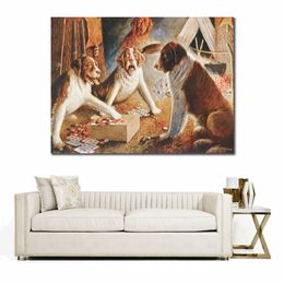 Modern Dog Canvas Art Stranger in Camp Cassius Marcellus Coolidge Painting Handmade Pub Bar Wall Decor