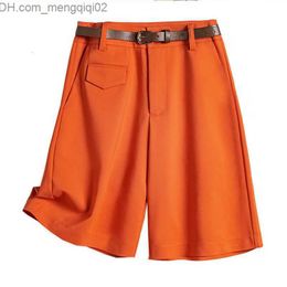 Women's Shorts Women s Shorts Summer Casual High Waist Short Pants Female Solid Colour Orange Button Fly Loose Bermuda for Women 230301 Z230704