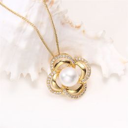 Pendant Necklaces 14K Goldplated Empty Support Plated K Gold Craft Flower Pearl Necklace Temperament Female DIY Accessories 230704