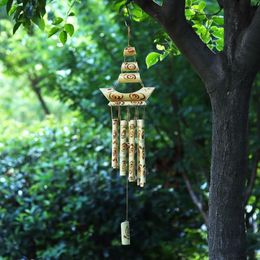 Number Bamboo Wind Chimes Pendant Balcony Outdoor Yard Garden Home Decor Antique Windbell Handmade Windchime Indoor Wall Hanging Crafts