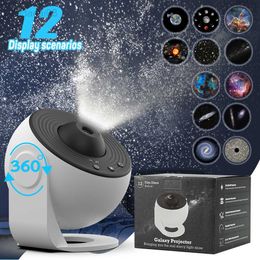 Lights 12 In 1 Galaxy Star Night Light Projector USB 360° Rotate Planetarium Starry Sky Nights LED Lamp for Bedroom Home Deco Kids Gift HKD230704