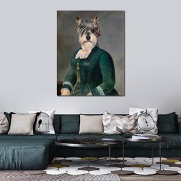 Portrait Dog Paintings La Gouvernante Thierry Poncelet Handmade Animal Canvas Art Hotel Room Decor