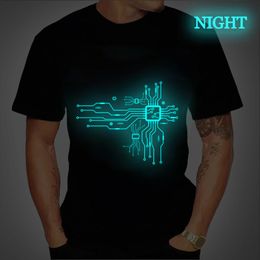 Men's T-Shirts CPU Heart Print Classic T-shirt for Men Clothes Glowing Male T-shirts Summer Plus Size Tee Shirt Oversized T Shirt Luminous Tops 230703