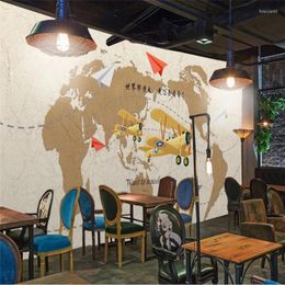 Wallpapers Retro Airplane Mural Wall Papers Home Decor 3D Coffee Shop Restaurant Bar Industrial Background Wallpaper