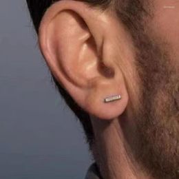 Stud Earrings 1Pair Trendy Minimalist Men Stainless Steel Silver/Gold Colors Height 6/8/10/12/14mm Fashion Jewelry