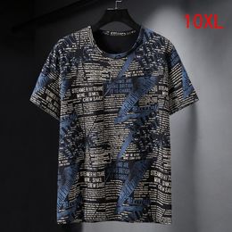 Men's T-Shirts Oversize T-shirts Men Big Size 10XL Tops Tees Summer Hip Hop Casual Letter Print Tshirts Plus Size 9XL10XL Clothes HX365 230703