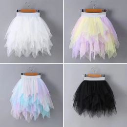 Clothing Sets VIDMID Girls half skirt children s cake fluffy tutu princess lace irregular mesh rainbow skirts layer P158 230704