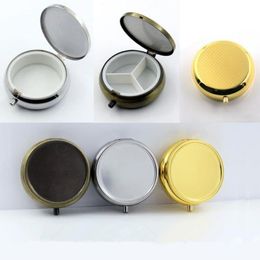 Portable Durable Metal Round Medicine Organiser Holder Container Tablet Pill Box Case 3 Cell Metal Round Medicine Case F2466 Psbgq