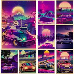 Wallpapers JDM Car Posters Harajuku Kraft Paper Prints Picture Wall Sticker Modern Cafe And Home Vintage Bedroom Toy Decor Home Decor J230704