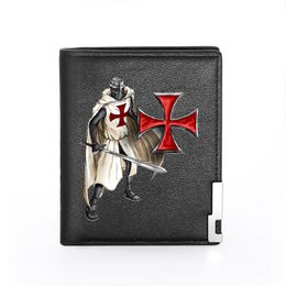 High Quality Knights Templar Cross Cover Men Women Leather Wallet Billfold Slim Credit Card/ID Holders Inserts Short Purses