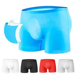 Underpants Men Boxers Shorts Ice Silk Panties Seamless U Convex High Elasticity Underwear Male Ultra-thin Breathable Briefs Soft