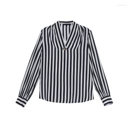 Women's Blouses Stripe Silk Womens Tops And Plus Size Office Blouse Elegant Women Clothes Camisas Tunika Shirt Ropa Mujer Kimono