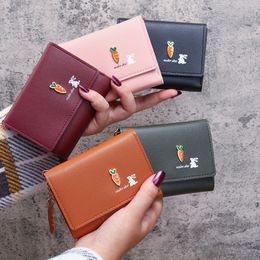 Cute Rabbit Women Wallet Short Wallet Leather Small Purse Girls Money Bag Card Holder Ladies Female Hasp Creative Fashion Wallet