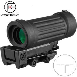 Fire Wolf 4x45 4x Fibre Airsoft Rifle Scope Sight with 20mm Picatinny Rail for Hunting Riflescope