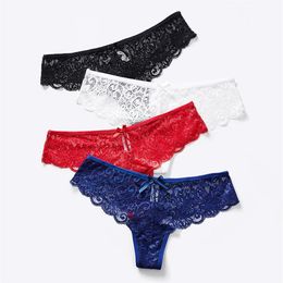 Women's Panties 3 Pcs Woman Lace Underwear Thong G-String Sexy Briefs Lingerie T-back Female For Women Panty Set300j