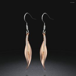 Dangle Earrings 2023 Fashion Fairy & OL Style Rose Gold Color Leaf Drop For Women With CZ Stone Charm Jewelry Earring DWE395