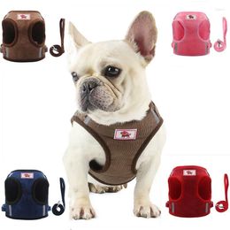 Dog Collars Pet Harness With Leash Adjustable Reflective Vest Walking Lead Soft Breathable Collar Mesh Drop