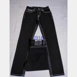 Men's True Jeans Long Trousers Men Coarse Line Super Religion Clothes Man Casual Pencil Blue Black Denim Pants