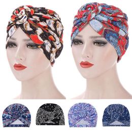 Ethnic Clothing Muslim Women Bonnet Cancer Hat Chemo Cap Hair Loss Pleated Head Scarf Turban Wrap Cover Print Fashion Beanies Skul260a