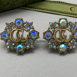 Designer Diamond Earrings Studs Women Fashion Gold Rhinestone Earrings Earwear With Box Package Christmas Gift