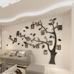 Number 3d Acrylic Tree Photo Frame Wall Stickers Crystal Mirror Stickers Paste on Tv Background Wall Diy Family Photo Frame Wall Decor