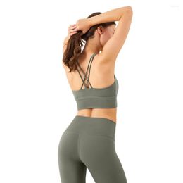 Yoga Outfit 2023 Bra Large Size Sports Underwear High Support Impact Cross Beauty Back U-shaped Push-up Crop Top Women Gym Workout