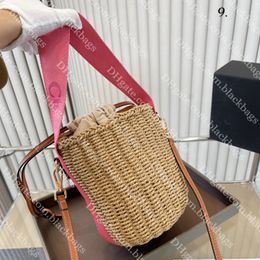 Woven Bucket Bag Designer Beach Bag Women Summer Travel Straw Tote Bag Top Quality Large Capacity Handbag