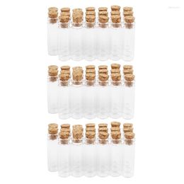 Storage Bottles AD-60Pcs 11X32mm Tiny Mini Empty Clear Cork Glass Vials 2Ml