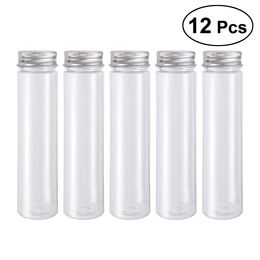 Glass Plastic Sheets 12 PCS FlatBottomed Clear Test Tubes With Screw Caps Candy Cosmetic Travel Lotion Containers 110ml 230703