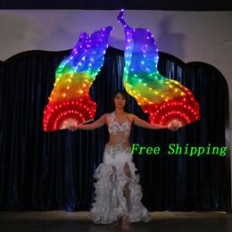 LED Rainbow Fan Veil Belly Dance Accessories Fan Veil Belly Dance Carnival Prop Professional Stage Accessories305u