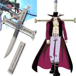 One Piece Necklace Dracule Mihawk Cross Pendant Necklace Friendship Men Women Gift Anime Jewelry Key Chains Accessories L230704