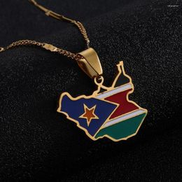 Pendant Necklaces Stainless Steel Enamel South Sudan Map Necklace Of Country Maps Chain Jewellery