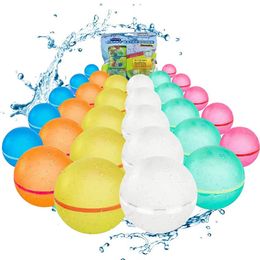 Sand Play Water Fun 12pcs Reusable Water Fighting Balls Adults Kids Summer Swimming Pool Silicone Water Playing Toys Pool Water Bomb Balloons Games 230704