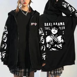 Men's Hoodies Funny Anime Baki Hanma Zipper Men Women Winter Warm Soft Creative Clothes Harajuku Black Oversized Jacket Coats