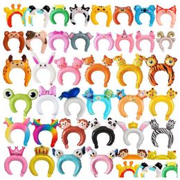 Balloon Cute Headband Foil Rabbit Bear Cartoon Animal Pink Childrens Toys Baby Shower Birthday Party Decoration Drop Delivery Gifts Dhwmv