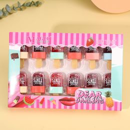 Lipstick 12PCSset Cute Ice Cream Design Lip Stain Water Tint Moisturising Liquid Oil Pigment Gel Makeup 230703