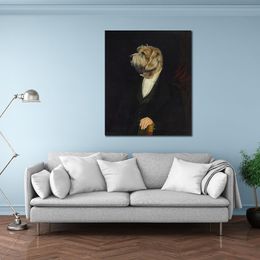 Dog Portraits Canvas Art A Gentleman Terrier Thierry Poncelet Painting Reproduction Modern Home Decor