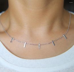 Chains Christmas Gift Elegant Women Jewellery Plain Simple Design Classic Polished Bar Link Chain Necklace Delicate Choker