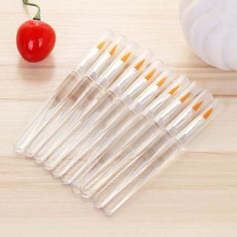 Lip Makeup Brush With Lid Transparent Small Size Lip Brush Yellow Fibre Wool Brush For Professional Lip Beauty F3628 Gaagm