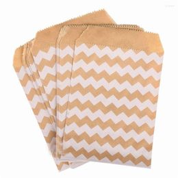 Gift Wrap 50pcs 15 10CM Candy Biscuit Bags Wave Dot Kraft Paper Packing Pouch Popcorn Bag Birthday Wrapping Supplies