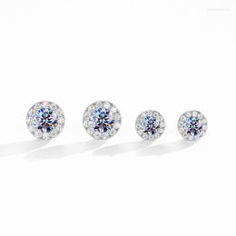 Stud Earrings All Moissanite Round Magnet Clasp S925 Sterling Silver GRA Certificate Wedding Fine Jewelry Drop