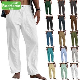 Men's Pants Cotton Linen Trousers For Men Wide Leg Pant Breathable Summer Linen Pants Fitness Clothing Men'S Workwear Male Jogging Bottoms 230703