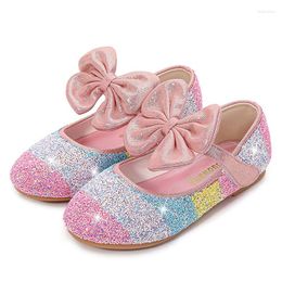 Flat Shoes Girls Princess Spring Autumn Leather Children's Crystal Soft Bottom Non-Slip Single Size 24-37