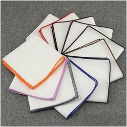 Handkerchief Pocket Squares Handkerchiefs Mens White Cotton 23X23Cm Suits Gentlemen Suit Accessories Square Drop Delivery Home Garde Dhj31