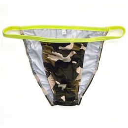 Mens String Bikini G7424 Fashional Panties Contoured Pouch Camouflage Leaves Prints Soft Comfort mens poly underwear2104
