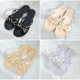 with Box Designer Flip Flops Beach Slippers Femininas Flat Jelly Support Wholesale Woman Summer Sandals Rivets Bi Wf