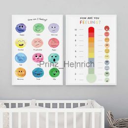 Wallpapers Colourful Emotion Poster room Rainbow Thermometer Canvas Painting Education Preschool Wall Art Picture Children Room Decor J230704