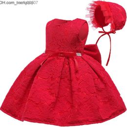 Girl's Dresses Infant Lace Party Dress Hat Newborn Bebes 1 Years Little Girl Dress For Baby Birthday Outfits Baptism New Year Christmas Wear Y19061101 Z230704